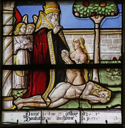 Window depicting the Creation of Eve by French School